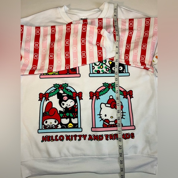 NWT Hello Kitty White and Pink Holiday Sweatshirt women sz Medium - Picture 8 of 8